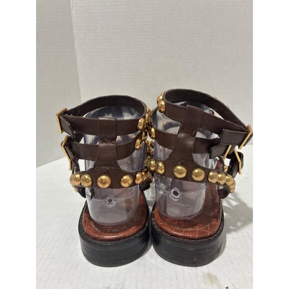 Sam Edelman Estella studded gladiator sandals brown leather ankle straps size 7 - Picture 3 of 8
